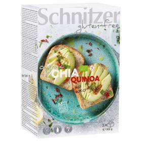 Paine cu seminte de chia si faina integrala de quinoa, fara gluten, eco-bio, 500g - Schnitzer