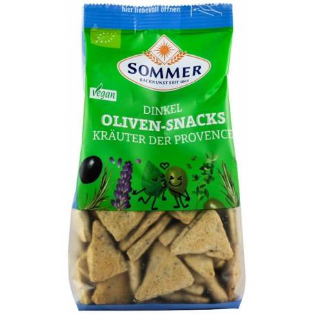 Snack din faina de grau spelta cu masline si ierburi de Provence - eco-bio 150g - Sommer