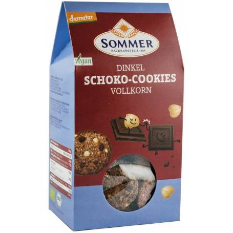 Biscuiti din faina de grau spelta cu ciocolata amaruie si alune, Demeter, eco-bio, 150g - Sommer