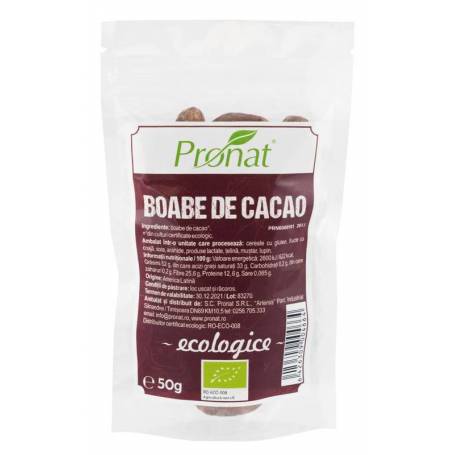 Boabe de cacao raw - eco-bio 50g - Pronat