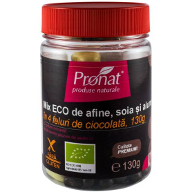 Mix de afine, soia si alune in 4 feluri de ciocolata - eco-bio 130g - Pronat