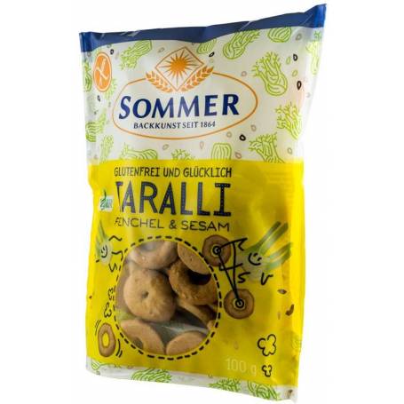 Taralli Fara Gluten cu fenicul si susan Eco-Bio 100g - Sommer