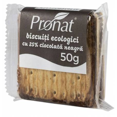 Biscuiti cu 25% ciocolata neagra - eco-bio 50g - Pronat