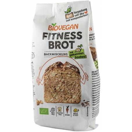 Premix bio pentru paine Fitness, fara gluten, 330g Biovegan