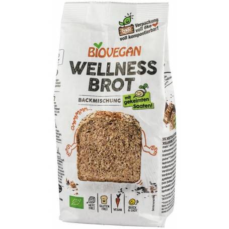 Premix bio pentru paine Wellness, fara gluten, 320g Biovegan