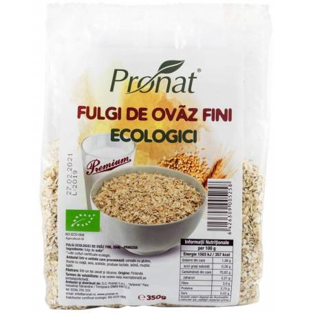 Fulgi eco-bio de ovaz fini, 350 g, Pronat