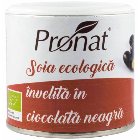 Boabe de soia prajite, invelite in ciocolata neagra, Eco-Bio 100g - Pronat