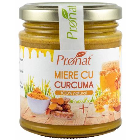 Miere cu curcuma,  eco-bio, 220g - Pronat