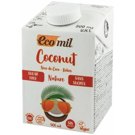 Bautura vegetala de cocos, natur, fara zahar, eco-bio, 500ml - Ecomil