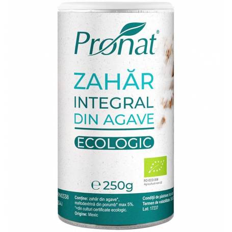 Zahar integral eco-bio din agave, 250 g, Pronat