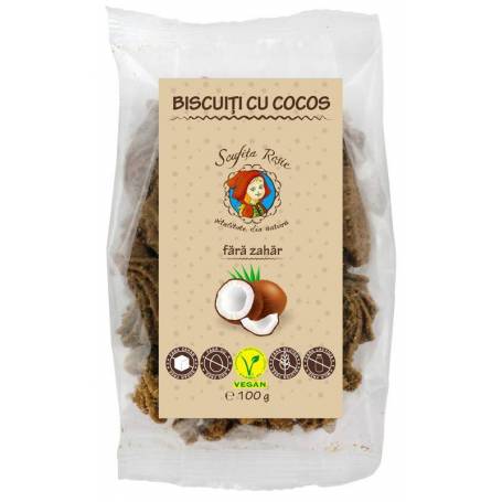 Biscuiti cu cocos fara zahar, 100 g, Scufita Rosie