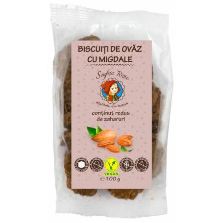 Biscuiti de ovaz cu migdale, continut scazut de zaharuri, 100 g, Scufita Rosie