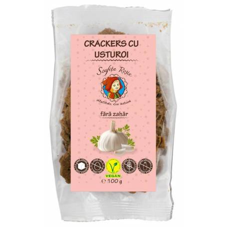 Crackers cu usturoi, 100 g, Scufita Rosie