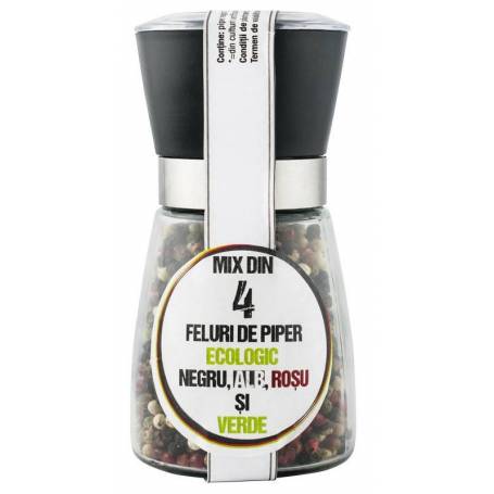 Rasnita (refolosibila) cu Mix din 4 feluri de piper Eco-Bio 90g - Pronat