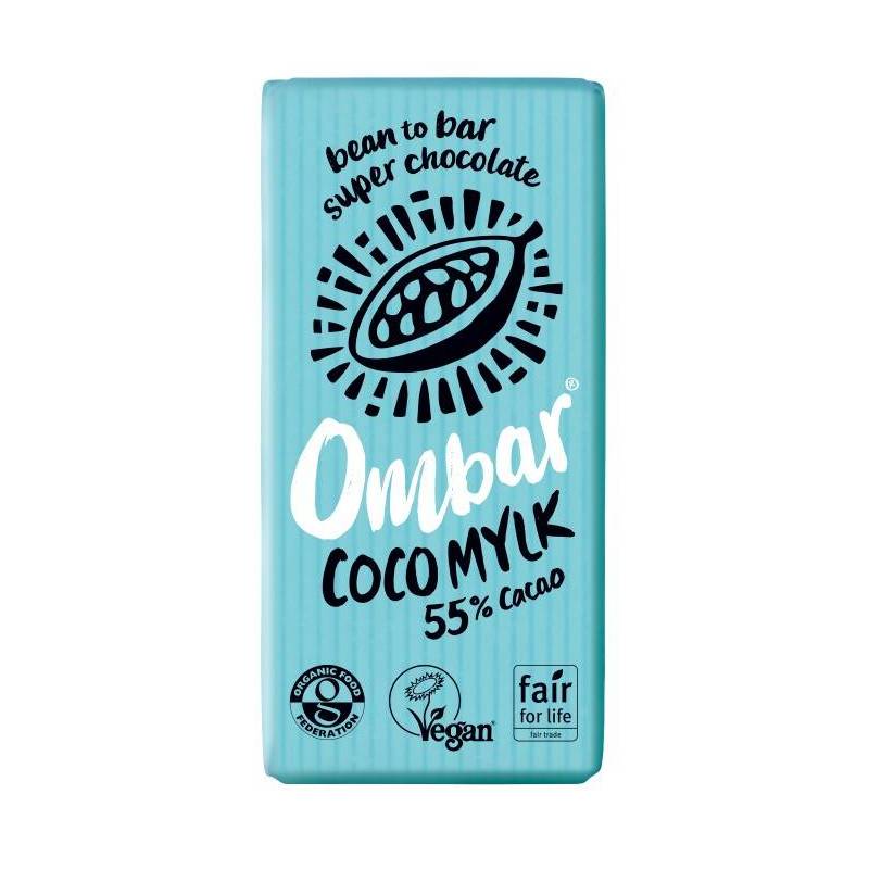 Ciocolata cu cocos, 55% Cacao neprajita (RAW), eco-bio 35G OMBAR