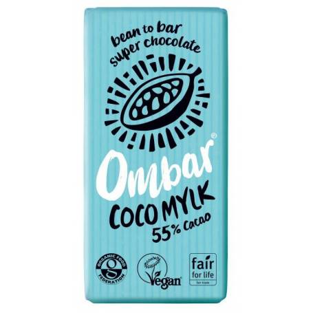 Ciocolata cu cocos, 55% Cacao neprajita (RAW), eco-bio 35G OMBAR