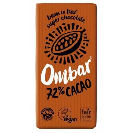 Ciocolata 72% Cacao neprajita (RAW), eco-bio 35g, OMBAR