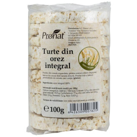 Turte natur din orez integral, fara sare eco-bio 100 g Pronat