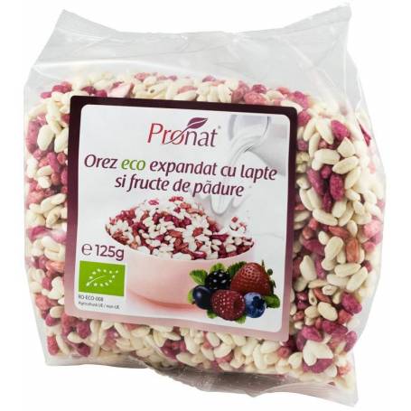 Pufarine cu lapte si fructe de padure eco-bio, 125g Pronat