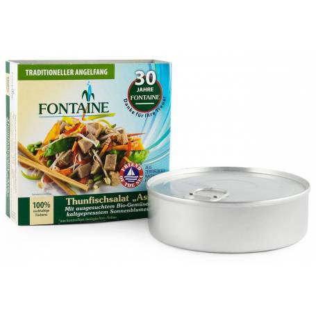 Salata de ton Asia cu legume si ulei de floarea soarelui presat la rece, eco-bio, 200g - Fontaine