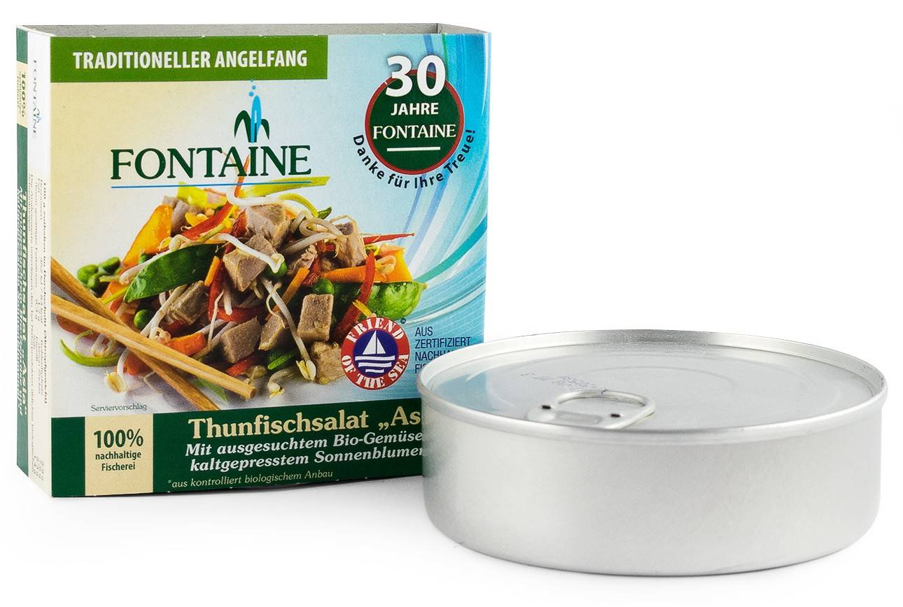 Salata de ton asia cu legume si ulei de floarea soarelui presat la rece, eco-bio, 200g - fontaine