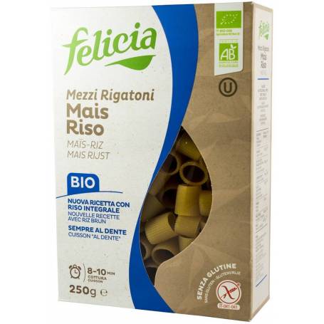 Mezzi rigatoni din faina de porumb si orez eco-bio, 250g FELICIA