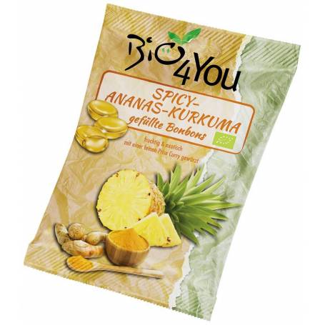 Bomboane Eco-bio Usor Picante Cu Ananas Si Curcuma, 75g BIO4YOU