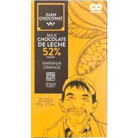 Ciocolata cu lapte si portocale 52% cacao, 65g Juan Choconat