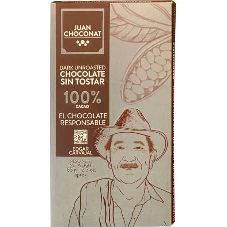 Ciocolata neagra 100% cacao neprajita, 65g Juan Choconat