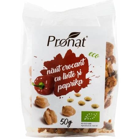 Naut crocant cu paprika afumata si linte eco-bio, 50g Pronat