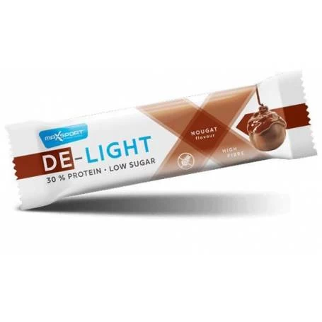 Baton proteic Nougat invelit in ciocolata cu lapte De-Light, 45g MAX SPORT