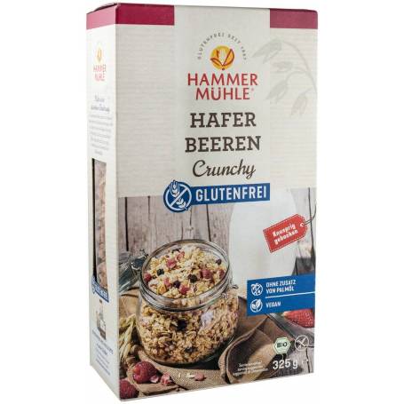 Musli crocant din ovaz fara gluten cu fructe de padure, eco-bio, 325g HAMMER MUHLE