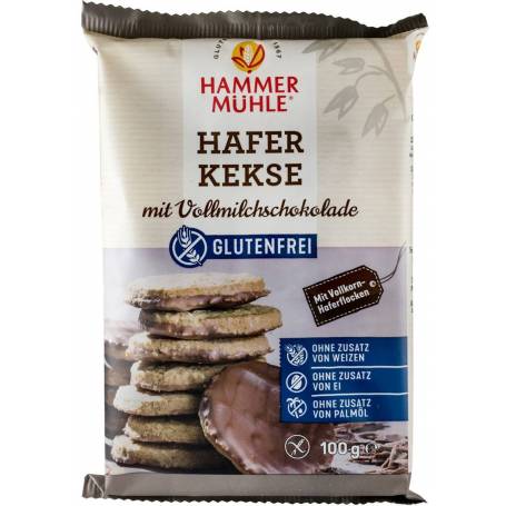 Fursecuri din ovaz fara gluten, cu ciocolata cu lapte, 100g HAMMER MUHLE