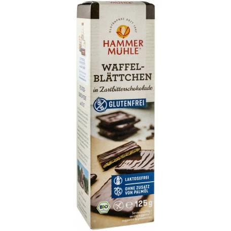 Napolitane fara gluten invelite in ciocolata neagra, eco-bio, 125g HAMMER MUHLE
