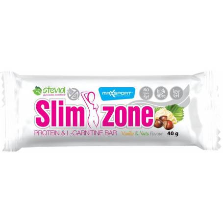 Baton proteic Slim Zone cu vanilie si alune de padure, 40g MAX SPORT