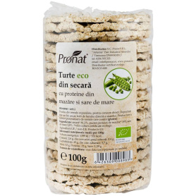 TURTE DIN SECARA CU PROTEINE DIN MAZARE SI SARE DE MARE, ECO-BIO, 100g Pronat