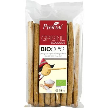 BioCHIo - Grisine Din Faina Integrala De Grau Spelta Cu Sare De Mare 75g, Eco-bio, PRONAT
