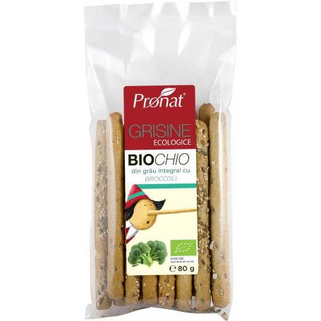 BioCHIo - Grisine Din Faina Integrala De Grau Cu Broccoli 80g, Eco-bio, PRONAT