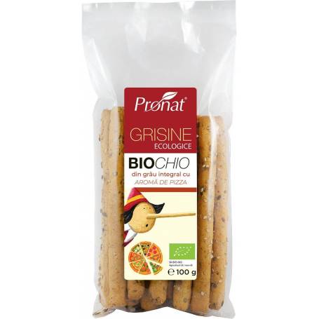 BioCHIo - Grisine Din Faina Integrala De Grau Cu Aroma De Pizza 100g, Eco-bio, PRONAT