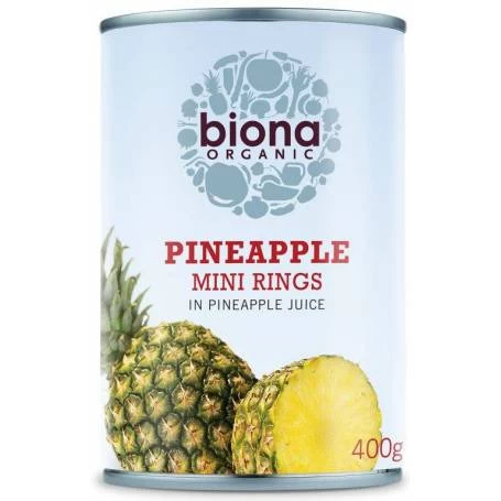 Rondele mini de ananas in suc de ananas eco-bio 400g, Biona