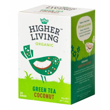 Ceai verde - COCOS - eco-bio, 20 plicuri, Higher Living