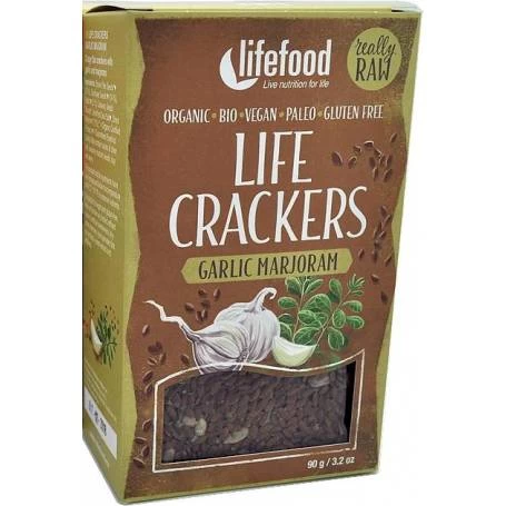 Life Crackers cu usturoi si maghiran raw eco-bio 90g - Lifefood