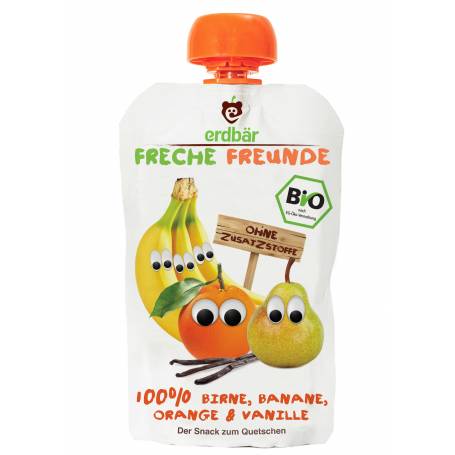 Piure cu pere, banane, portocale si vanilie bio 100g - Erdbar