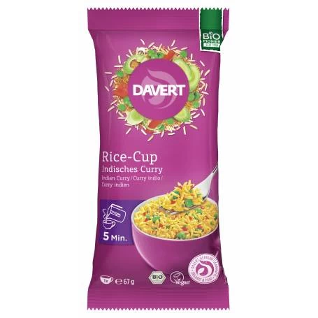 Rice cup orez indian curry, ECO-bio, 67g - DAVERT