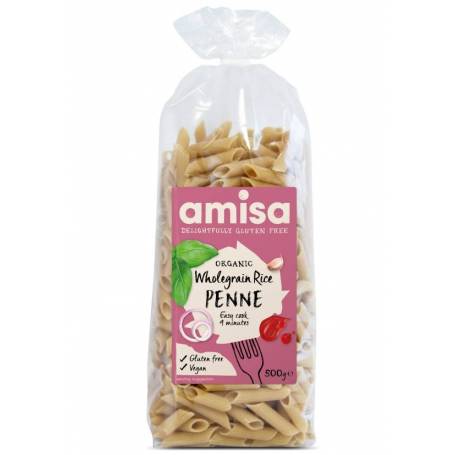 Penne din orez integral fara gluten BIO 500g - Amisa