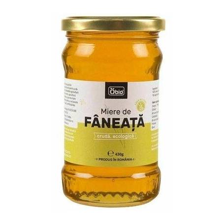 Miere de faneata cruda eco-bio 430g, Obio