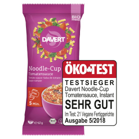Noodle cup cu sos de rosii eco-bio 67g, DAVERT