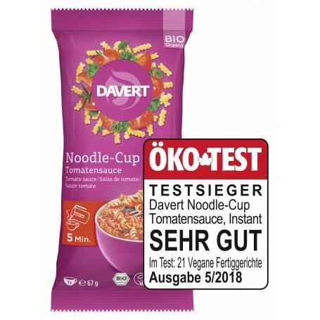 Noodle cup cu sos de rosii eco-bio 67g, DAVERT