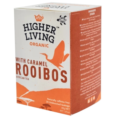 Ceai ROOIBOS si CARAMEL eco-bio, 20 plicuri, Higher Living