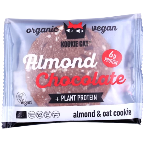 Cookie cu migdale si ciocolata neagra, fara gluten, eco-bio, 50g - Kookie Cat